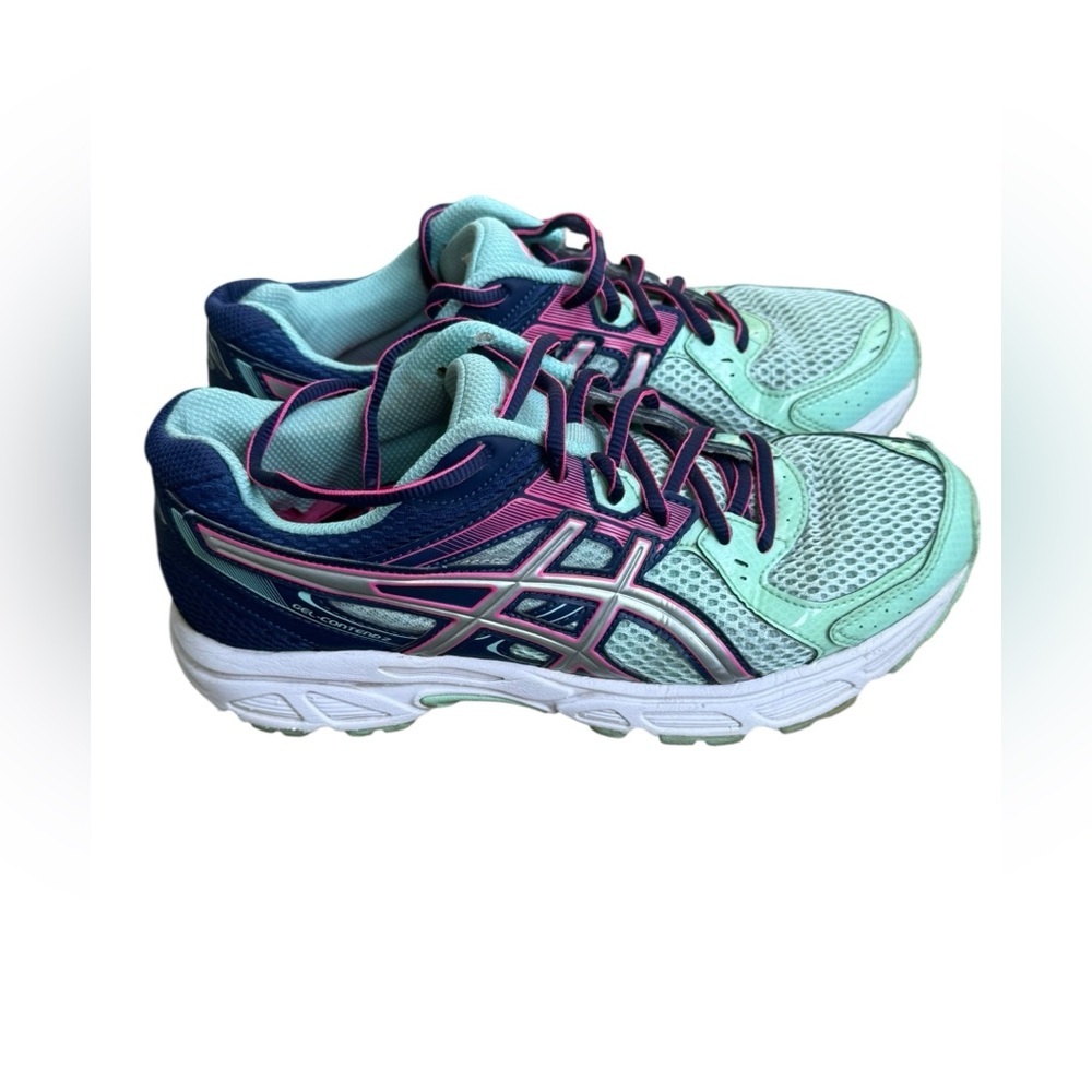 Donated to Philippines—-ASICS Green and Pink Athletic Shoes with Mesh Upper - Picture 10 of 16